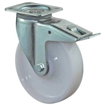 Beálló szállítógörgő fékkel, műanyag kerék, átm. 125 mm, teherbírás 700 kg