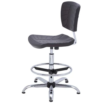 MODERN munkahelyi forgószék, magas, csúszótalppal és lábtartóval, fekete.