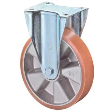 Fix szállítógörgő, alumínium felni, poliuretán futófelület, átm. 160 mm, teherbírás 600 kg