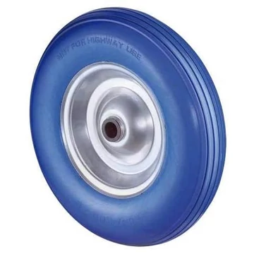 Szállító kerék, kék poliuretán abroncsok, acél felni, átm. 400 mm, teherbírás 200 kg