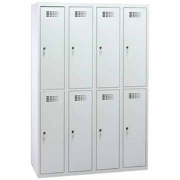 Rövidajtós öltözőszekrény WEMO, 4x2 rekesz, 1200x500x1800 mm, ajtó színe szürke RAL7035, hengerzár