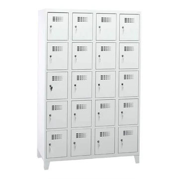 Szekrény szekrény WEMO, 4x5 rekesz, 1200x500x1940 mm, lábbal, ajtó színe szürke RAL7035, hengerzár