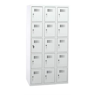 Szekrényszekrény WEMO, 3x5 rekesz, 900x500x1800 mm, ajtó színe szürke RAL7035, forgóreteszes zár