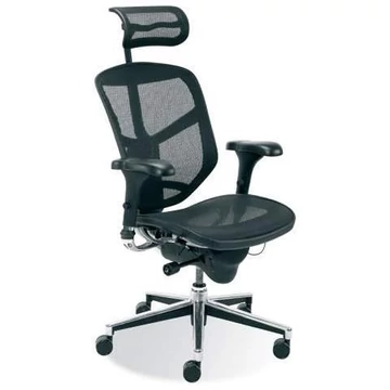 ENJOY futurisztikus forgószék karfákkal és fejtámlával - fekete szín, krómozott stabil keret