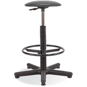 GOLIAT magas munkaszék csúszótalpakkal és lábtartó gyűrűvel, szövetborítással, sötétszürke.