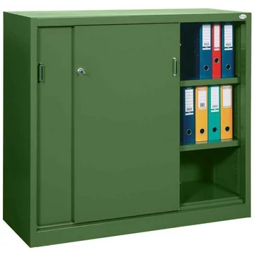 Tolóajtós acélszekrény, ma x sz x mé: 1040 x 1000 x 435 mm, zöld színű RAL 6011