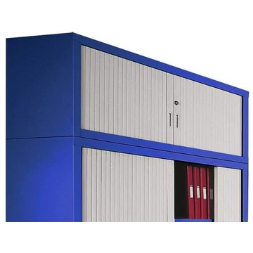 Redőnyös felső szekrény, ma x sz x mé: 465x1000x435 mm, ház színe kék RAL5010, redőny szürke