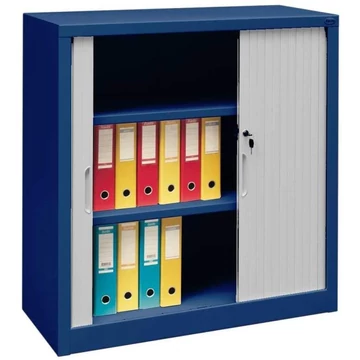 Redőnyös szekrény, ma x sz x mé: 1040x1000x435 mm, ház színe kék RAL5010, redőny szürke