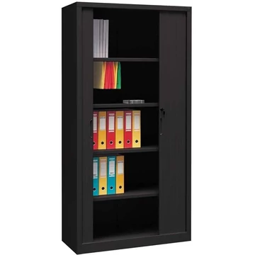 Redőnyös szekrény, ma x sz x mé: 1990x1000x435 mm, ház színe fekete RAL9005, redőny fekete