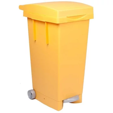 Műanyag 80 l-es Haszonanyaggyűjtő, pedállal, fedéllel és tartóval, egyszínű, sárga