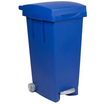 Műanyag 80 l-es Haszonanyaggyűjtő, pedállal, fedéllel és edénnyel egyszínű, kék színben