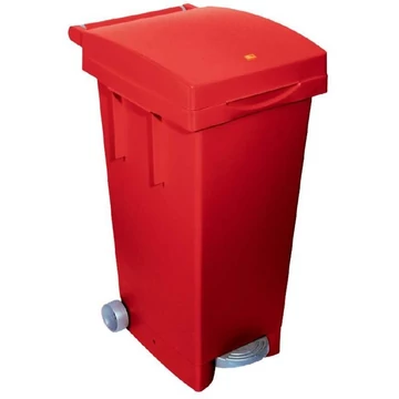 Műanyag Haszonanyaggyűjtő, 80 l űrtartalom, lábpedállal, fedéllel és tartóval egyszínű, piros