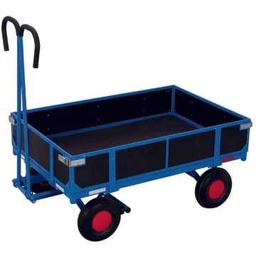 VARIOfit kézi kocsi 4 oldalfallal (rétegelt lemez), 1000 x 700 mm, teherbírása 700 kg