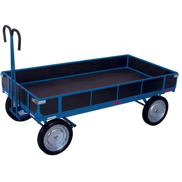 VARIOfit kézi kocsi 4 oldalfallal (rétegelt lemez), 1200 x 800 mm, teherbírás 1000 kg, tömör gumiabroncsok