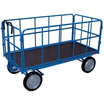 VARIOfit 4 oldalfalú kézi kocsi, 1600 x 800 mm, teherbírás 1000 kg, tömör gumiabroncsok