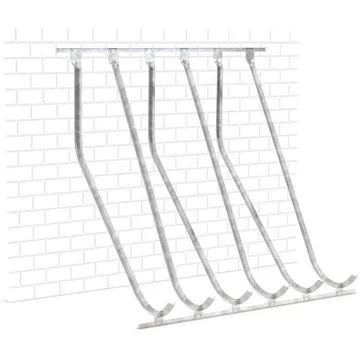 Kerékpár állvány ferde tároláshoz, 6 parkolóhely, falra szereléshez