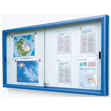 Vitrin Classique beltérre, 1050 x 2300 mm, 30xA4, mágneses hátsó fal, alumínium váz kék RAL5010