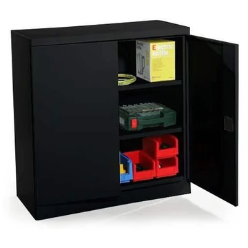 Dupla ajtós szekrény, ma x sz x mé: 1040 x 1200 x 435 mm, ház színe mélyfekete RAL9005 / ajtó színe mélyfekete RAL9005