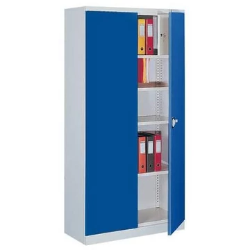 Acél szekrény belső rekesszel, ma x sz x mé: 1990 x 1000 x 435 mm, ház világosszürke RAL7035 / ajtó színe kék RAL5010