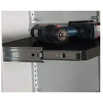 Kihúzható polc, szélesség x mélység: 1200 x 370 x 28 mm, mélyfekete RAL9005