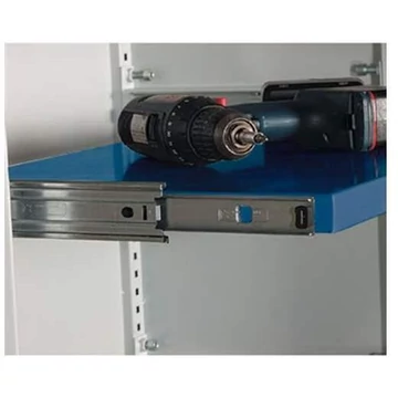 Kihúzható polc, széxmé: 1200 x 370 x 28 mm, enciánkék RAL5010