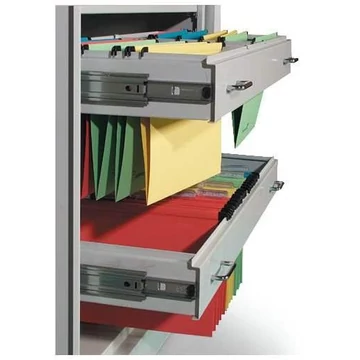 Kihúzható keret A4-es függőmappákhoz, szélesség 1200 mm, világosszürke RAL7035