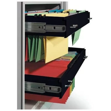 Kihúzható keret A4-es függőmappákhoz, szélesség 1200 mm, mélyfekete RAL9005