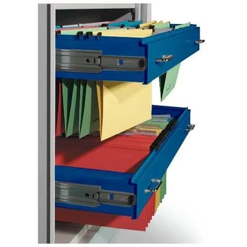 Kihúzható keret A4-es függőmappákhoz, szélesség 1200 mm, enciánkék RAL5010