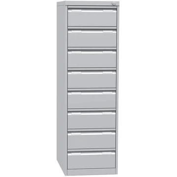 Függesztett iratszekrény ECONOMY, A6 formátum, nyolc 2 sávos fiók, ma x sz x mé: 1320x405x623 mm, világosszürke RAL7035