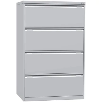 Függőmappás szekrény ECONOMY, A4 formátum, négy 2 soros fiók, ma x sz x mé: 1321x840x623 mm, világosszürke RAL7035