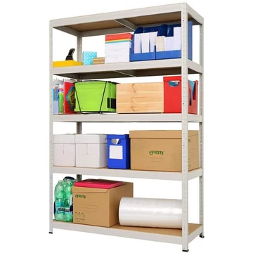 FUTUR csavar nélküli, dugaszolható állvány, fehér, ma x sz x mé: 1800x1200x450 mm, 5 polc, 200 kg, MDF panelekből