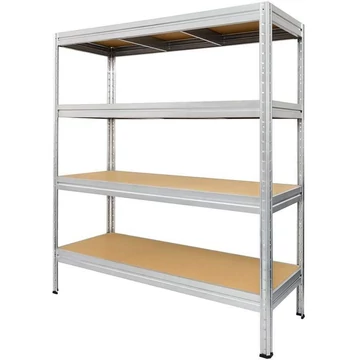HEAVY RACK csavar nélküli, dugaszolható állványok, horganyzott, ma x sz x mé: 1770x1600x600 mm, 4 polc, mindegyik 600 kg, MDF panelekből