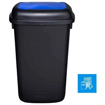 A QUATRO szemeteskosár, műanyagból, 90 l űrtartalmú, fekete színű, fedélkék