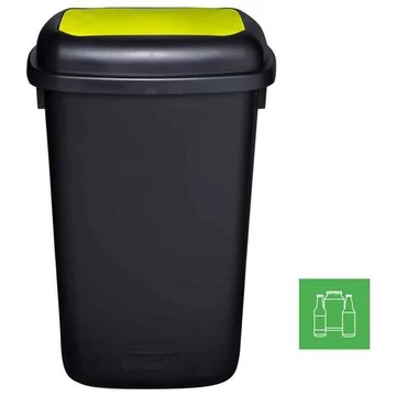 A QUATRO szemeteskosár, műanyagból, 90 l űrtartalmú, fekete színű, fedélzöld