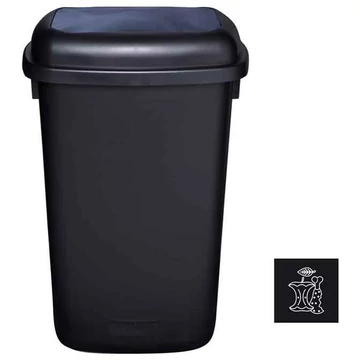 A QUATRO szemeteskuka, műanyagból, 90 l térfogatú, fekete színű, fedele fekete