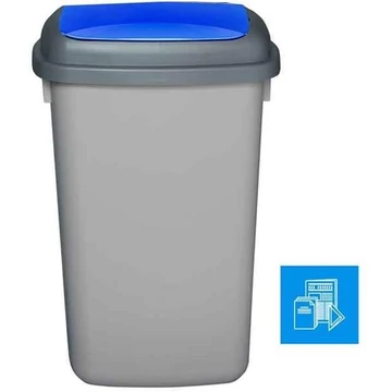 A QUATRO szemeteskosár, műanyagból, 45 l térfogatú, szürke színű, fedélkék
