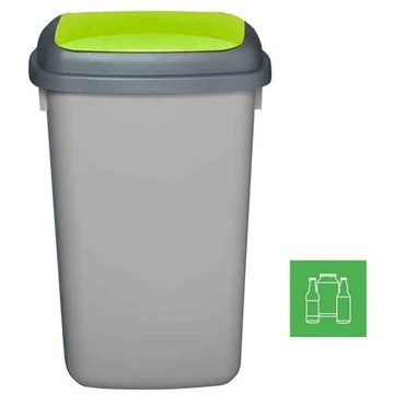 A QUATRO szemeteskosár, műanyagból, 45 l térfogatú, szürke színű, fedélzöld