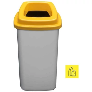 SORT szemeteskuka, 45 l űrtartalmú, szürke színű, fedél sárga
