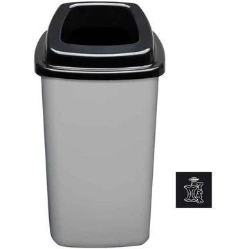 SORT szemeteskuka, műanyagból, 45 l térfogatú, szürke színű, fedele fekete