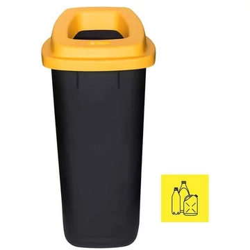 SORT szemeteskuka, 90 l űrtartalmú, fekete színű, fedél sárga