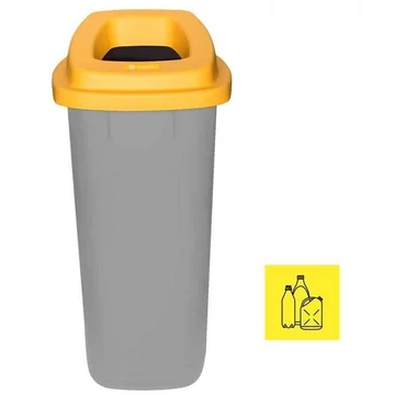 SORT szemeteskuka, műanyagból, 90 l térfogatú, szürke színű, fedele sárga