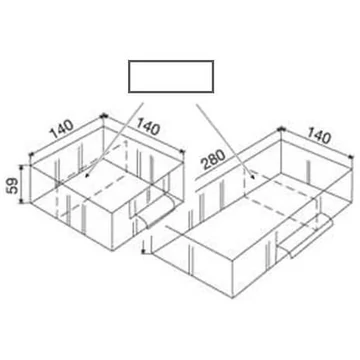 Keresztelválasztók 140 x 140 x 59 mm és 140 x 280 x 59 mm fiókokhoz, 50 darabos csomagolásban.