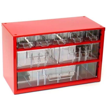 Fiókos tároló 306 x 155 x 194 mm, piros színű, 8 fiók