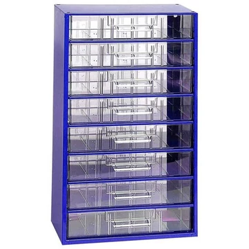 Fiókos tároló 306 x 155 x 551 mm, kék színű, 8 fiók