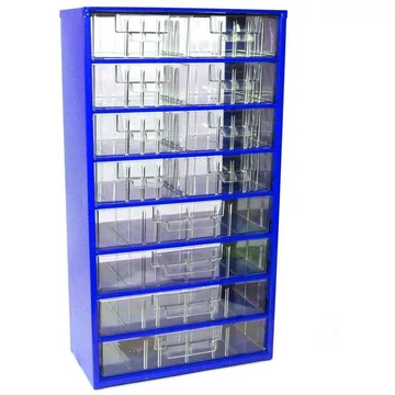 Fiókos tároló 306 x 155 x 551 mm, kék színű, 12 fiók