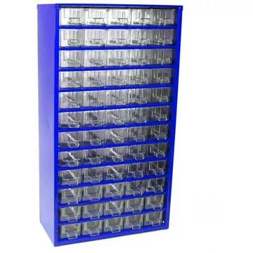 Fiókos tároló 306 x 155 x 551 mm, kék színű, 60 fiók