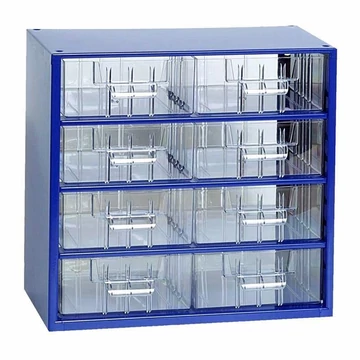 Fiókos tároló 306 x 155 x 282 mm, kék színű, 8 fiók