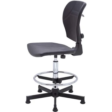 Kényelmes, magas TECHNO munkaszék csúszótalpakkal és lábtartó gyűrűvel.
