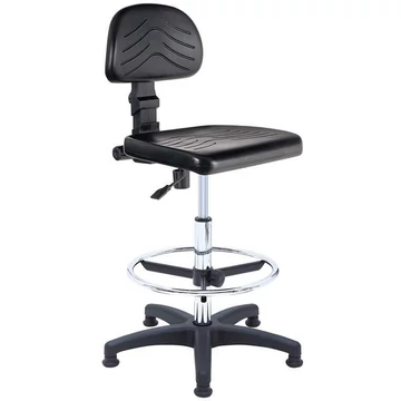 STANDARD ipari forgószék, magas változat csúszótalpakkal és lábtartó gyűrűvel.