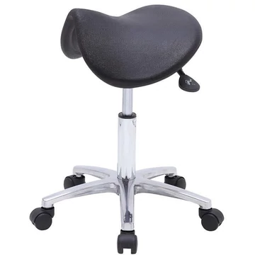 Ipari nyeregszék, fekete, kemény görgőkkel.